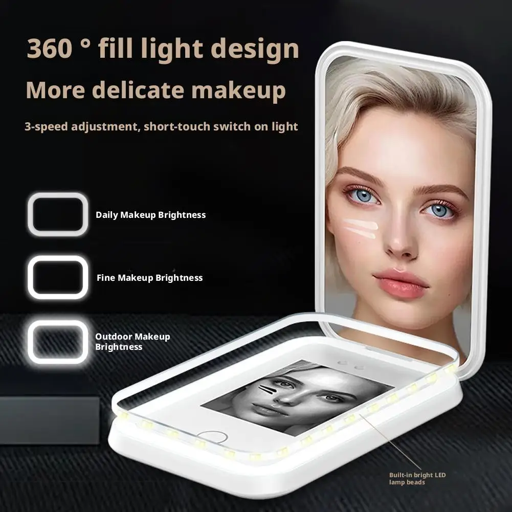 UV Camera For Sunscreen Test UV Mirror Sunscreen Camera Magnifying Travel Mirror With Dimmable LED Lights For Skin Protecti Y8W4