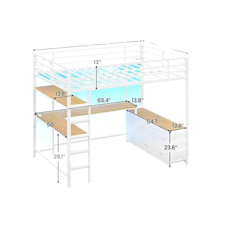 U-desk double storage drawer and power strip light strip, safety fence, stairs