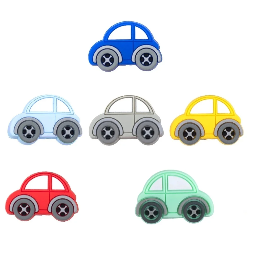6pcs Cartoon Car Silicone Focal Beads For Jewelry Making DIY Necklace Bracelet Keychain Curtain Rope Pendant Etc Accessories