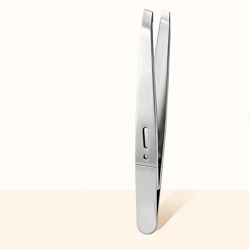 Professional Stainless Steel Angled Eyebrow Tweezers For Eyebrow Beard Hair Removal Compact Precision Tool