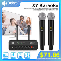 Debra X7 Karaoke 2 Channel Wireless Microphone System, 5.0 Bluetooth, DSP Reverb, Fiber Optic Interface For Karaoke And Church