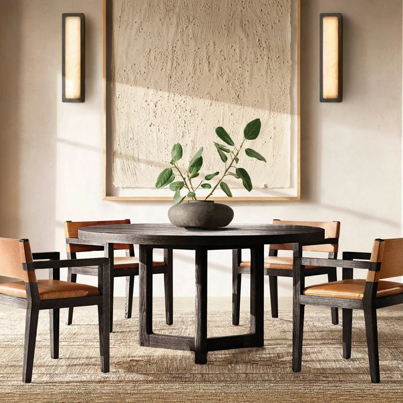 2026 Nordic Round Dining Table Solid Wood Convertible Modern Minimalist Design Durable for Dining Room Coffee Table U