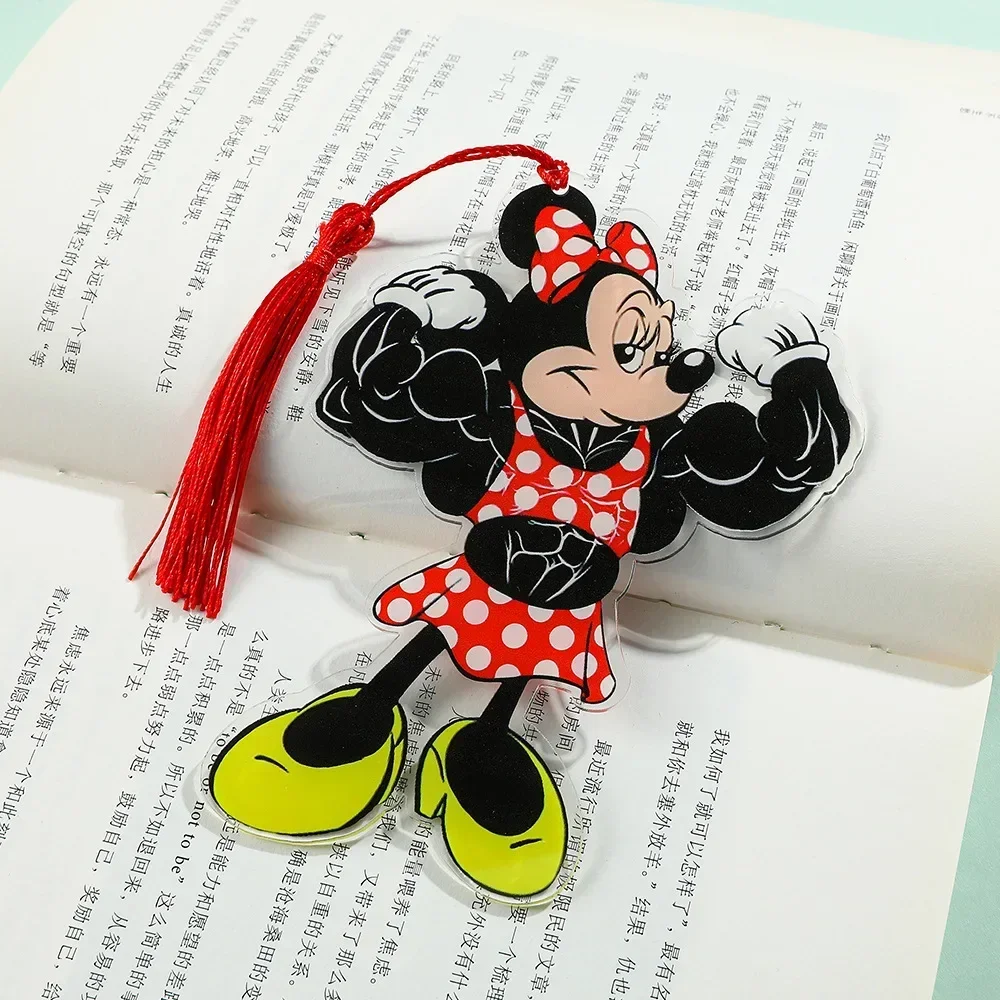 Disney Funny Muscle Bookmark Stitch Mickey Mouse Donald Duck Winnie The Pooh Anime Cartoon Creative Acrylic Bookmark Stationery