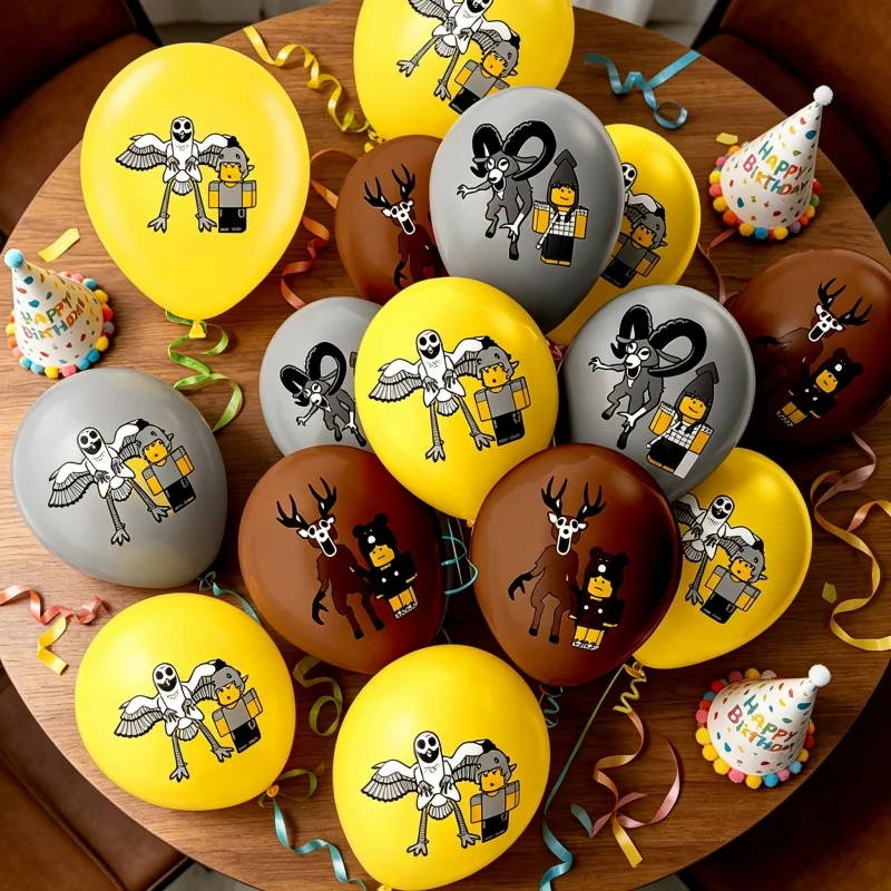 12-teiliges ROBLOXED 99 Nächte im Wald Latex-Ballon-Set Geburtstags-Themenparty-Dekorationszubehör für die Schaffung einer warmen Atmosphäre – Detail 3