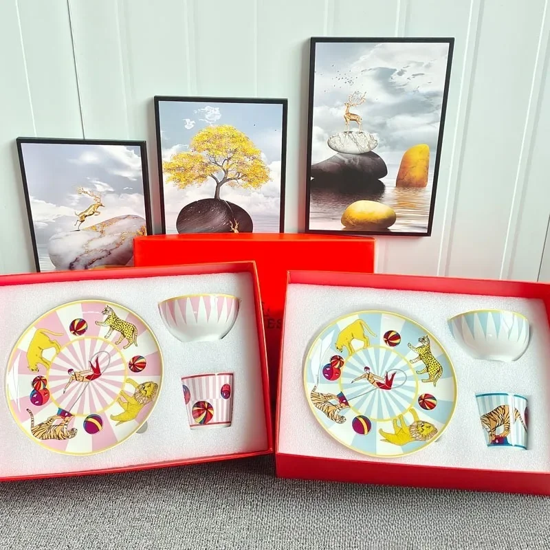 Hotel tableware table set circus four pieces hotel clubhouse box tea house plate bowl spoon