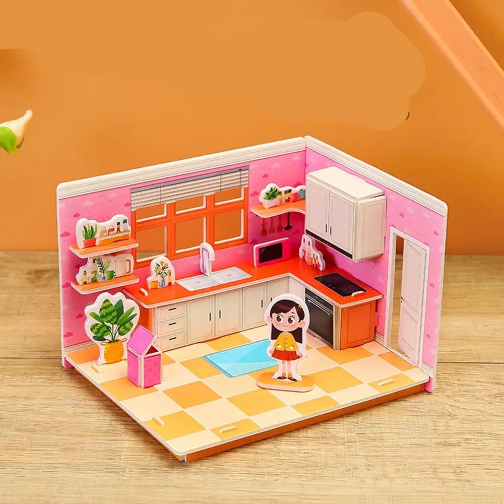 

Модная бумага 3D бумажная головоломка для комнаты DIY модель ванной комнаты трехмерные девушки