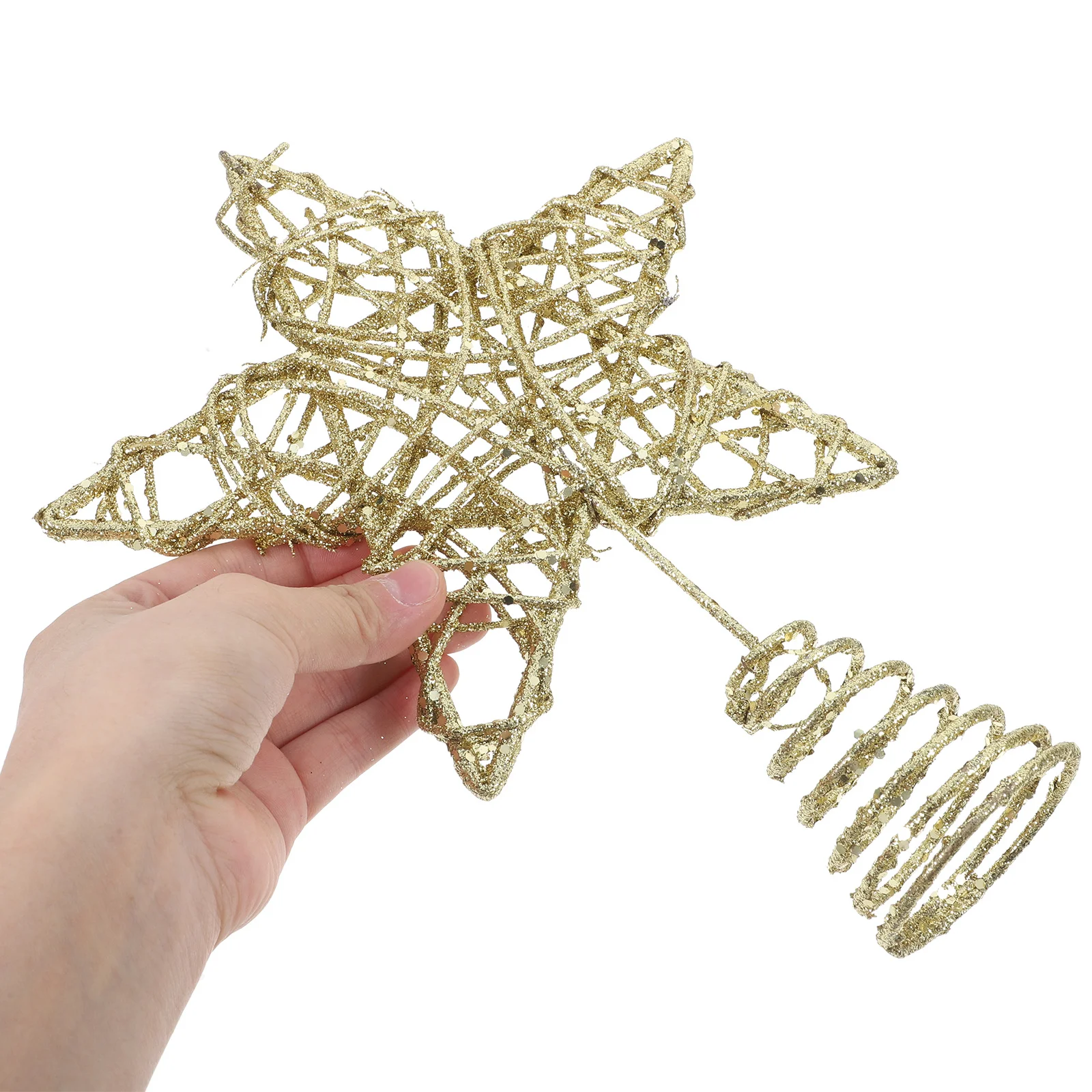 

Easy Install Glittered Star Tree Topper for Christmas Wrought Iron Rattan Treetop Decoration Xmas Holiday Home Decor