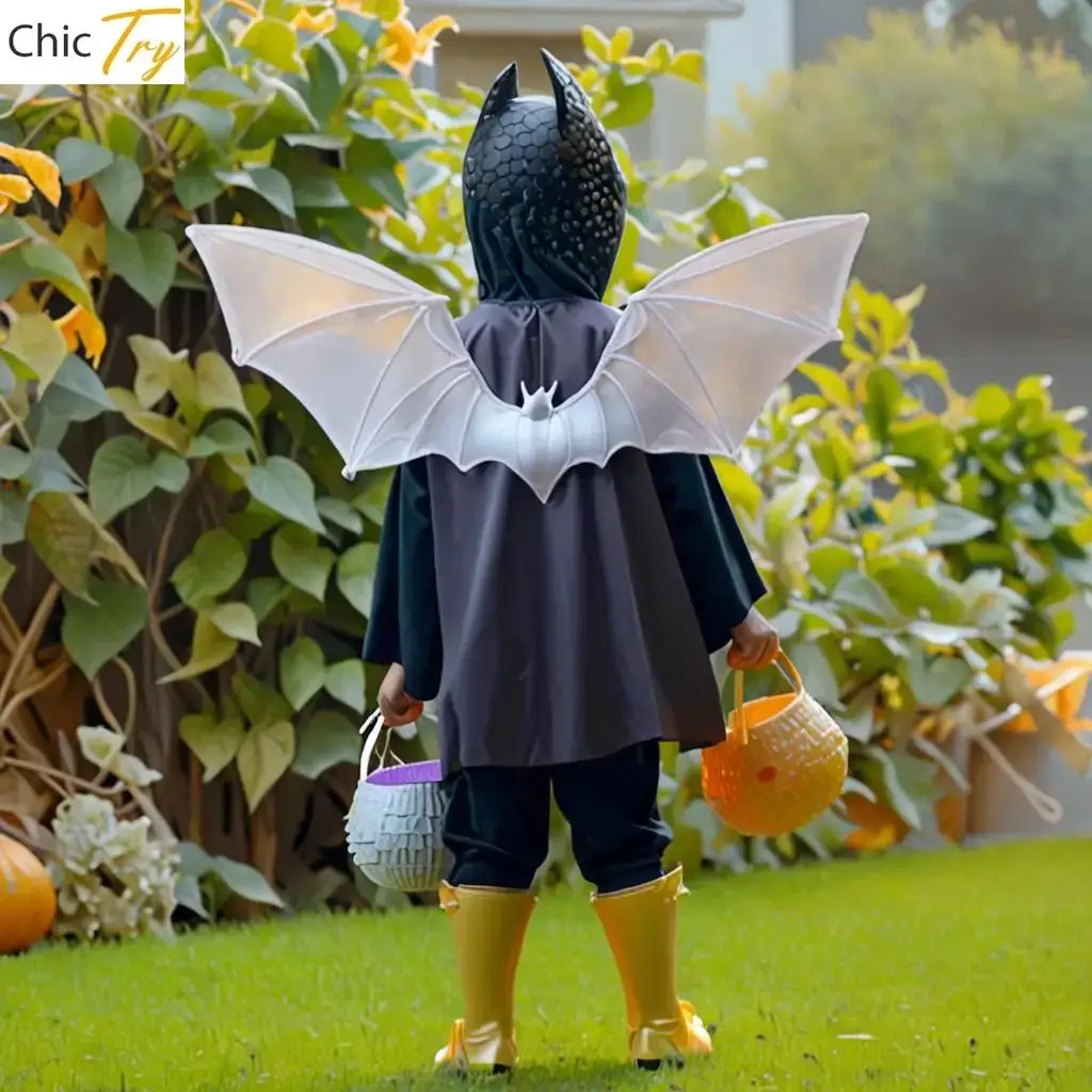 

Halloween Bat Wings Dazzling Glossy Vampire Costume Wing for Halloween Cosplay Costume Carnival Themed Party Fancy Dress Up Prop