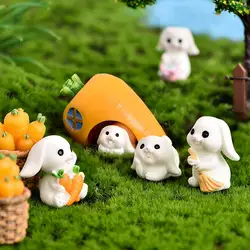 Bunny Figurine Garden Mini Rabbit Figurine Miniature Cartoon Realistic Sturdy Lovely Animal Rabbit Resin Miniature for Dollhouse