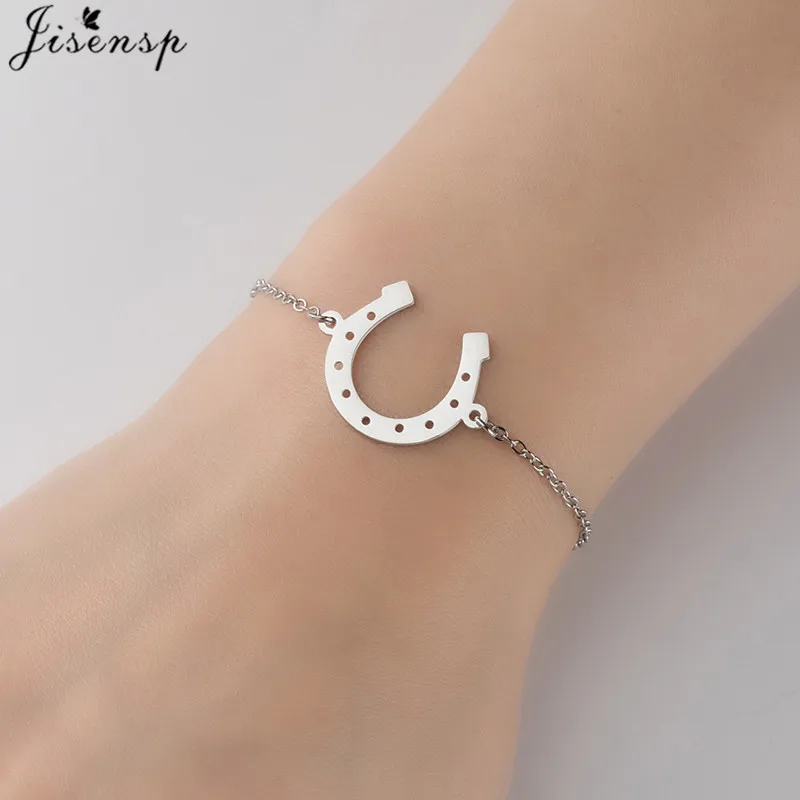 Stainless Steel Lucky Horseshoe Charm Bracelet for Women Female Jewelry Fashion Horse Hoof Bracelets Girl Birthday Gift bileklik