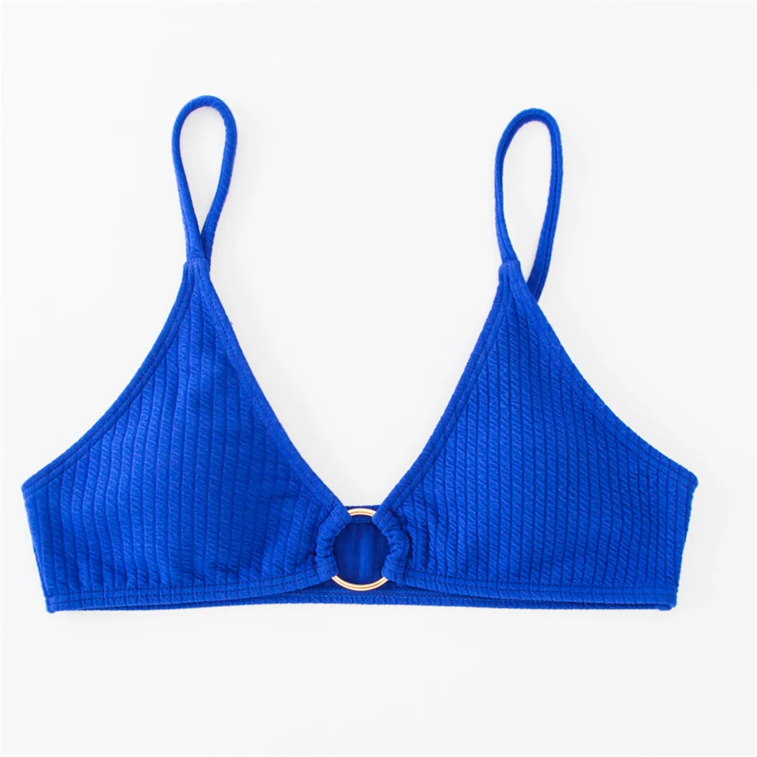 Gerippter Metallring-Bikini, zweiteiliger Damen-Badeanzug, Damen-Badebekleidung, hoch geschnittene Beine, gepolsterter Badeanzug, Badeanzug, Schwimmkleidung V7120 – Detail 32