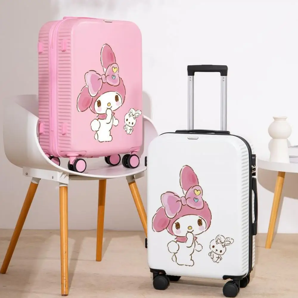 Sanrioed My Melody18-26 Inches Trolley Case Cute Suitcase Anime Kawaii Mute Universal Wheel Student Travel High Capacity Storage