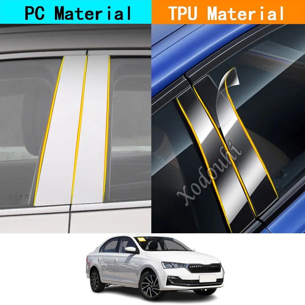 

Car TPU/Glossy Mirror Pillar Post Cover For Skoda Rapid Sedan 2013 2014 2015 2016 2017 2018 2019 2020-2022 Stickers Plate 4PCS