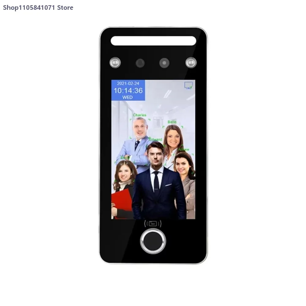 AI Dynamic Face Recognition Access Control Fingerprint Reader with 5-Inch Display and Software