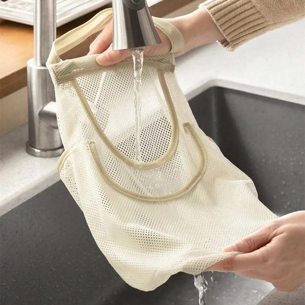 Reusable Hanging Mesh Bag with Zipper Large Capacity Vegetable Fruit Storage Net Bag Breathable Garbage Bag Storage Bag Garlic