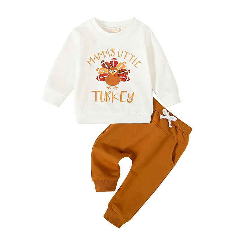 

Infant Baby Boy Girl Thanksgiving Outfit Little Turkey Crewneck Sweatshirt Shirts Pants Set Thanksgiving Clothes …