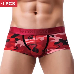 1PCS New Brand Male Panties Breathable Boxers Cotton Men Underwear U convex pouch Sexy Underpants Printed leaves Homewear Shorts