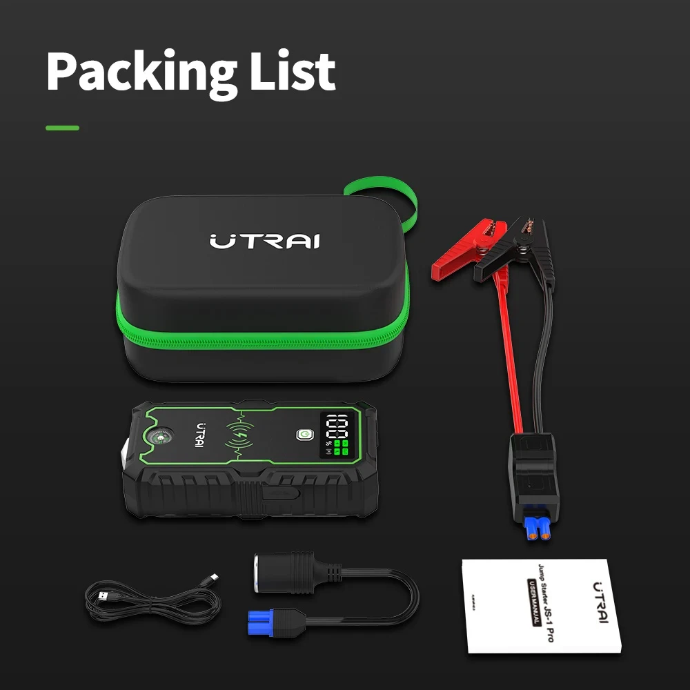 UTRAI Car Jump Starter 2500A Car Battery Starters 16000mAh Portable Power Bank 10W Wireless Charging Propulsion Booster For Car