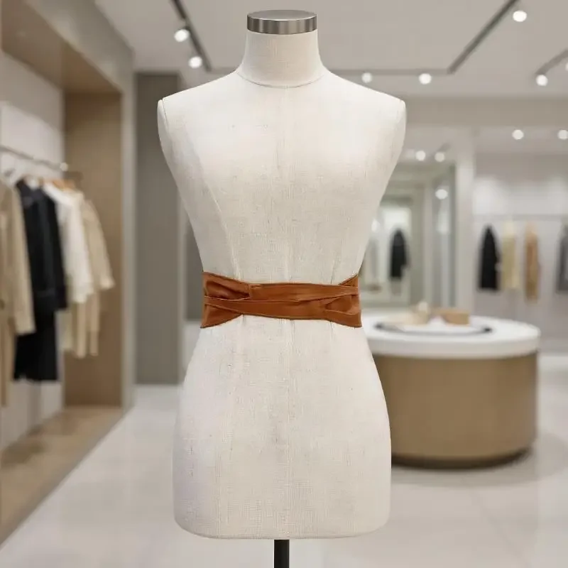 Boho เข็มขัดผู้หญิง Bowknot หนัง Faux รอบ Obi สไตล์ Cinch เข็มขัดสีดํา Cummerbund สีน้ําตาลผู้หญิง
