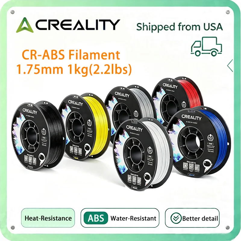 Creality ABS Filament 1.75mm Grey/Black/White 3D Printer Filaments,1kg Filaments Strong, Dimensional Accuracy±0.03mm,Durable,Good Heat Resistant,Less Odor For All FDM 3D Printers