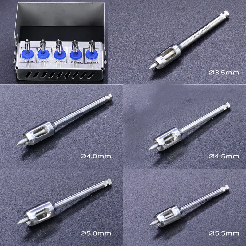 5pcs/kit Dental Tissue Punch Stainless Steel Positioning Dental Implant Drills Surgical Instrument for Implantalogy