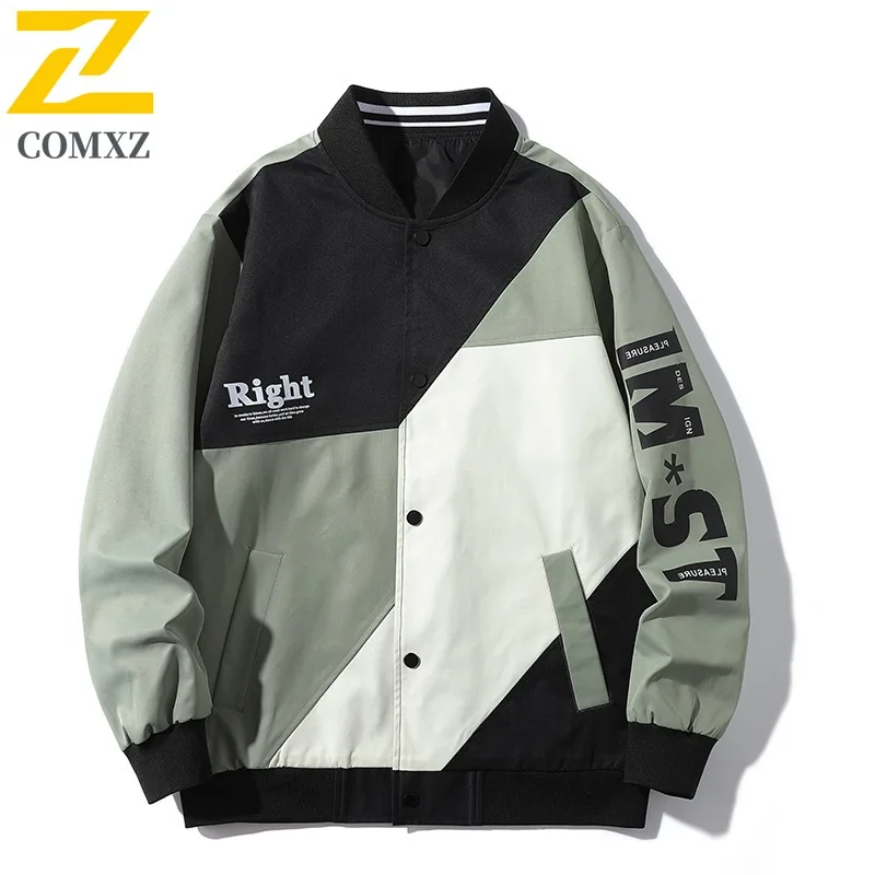 

COMXZ 2025 Men Baseball Jacket classic Style Spring Fashion Loose Fit Casual Coat Trendy Outerwear Ins Streetwear