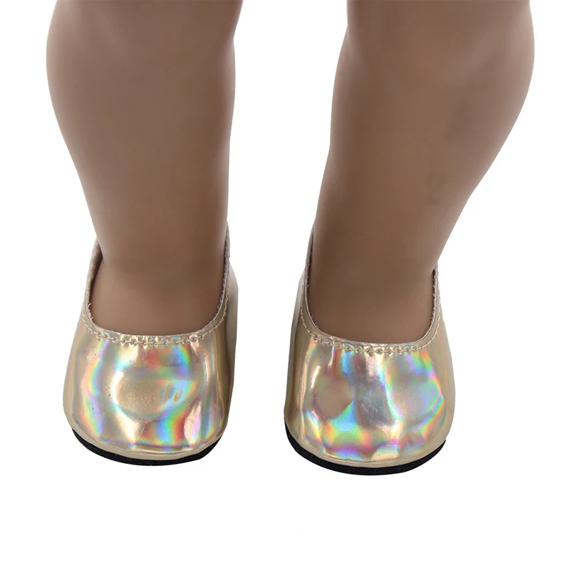 7cm PU Simple Convenient Kick Reborn Doll Shoes Glossy Shiny Shoes For 43cm New Baby 18 INch American Dolls Fitting