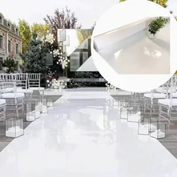 10M Per Roll 1.2M Wide White 3D Silver Gold Color Mirror Aisle Runner Rug Carpets For Wedding Ceremony Decorations Dancing Floor