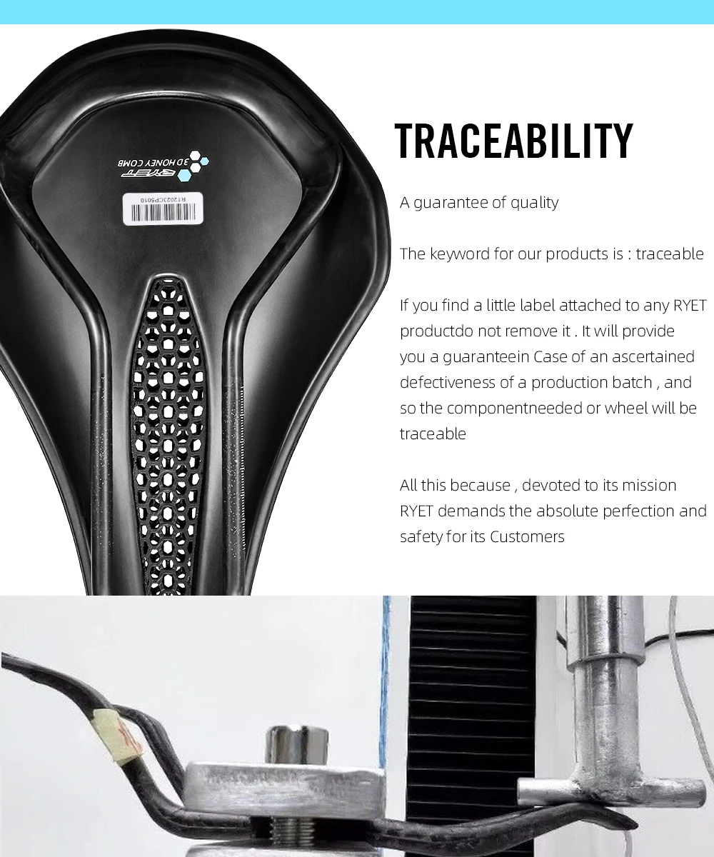 2026 RYET Vollcarbon 3D-Gedruckter Fahrradsattel 205g Hochmodul-Fahrradsitz für MTB Mountainbike-Sitz 145mm Polster – Detail 5