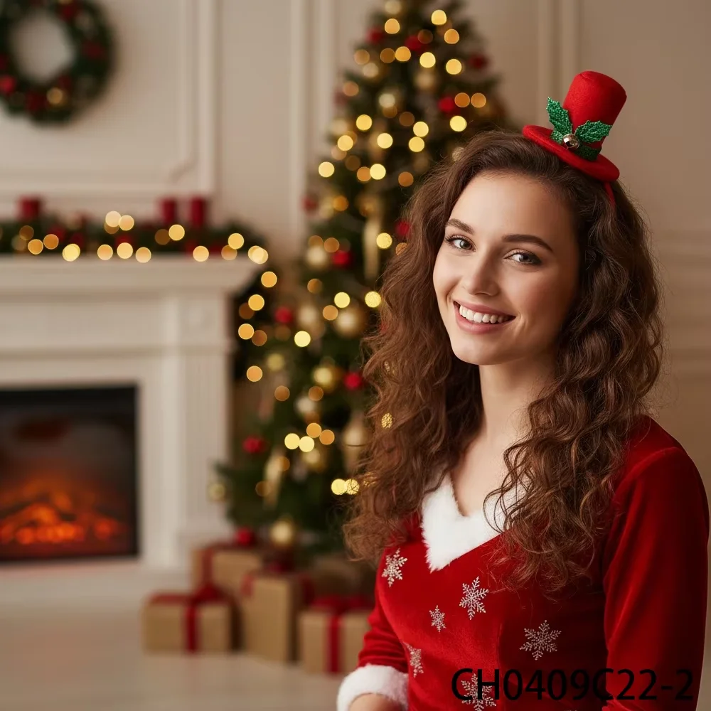 PESENAR عيد الميلاد أفضل قبعة عقال سانتا قبعة الشعر هوب أغطية الرأس المرنة صور الدعائم لمستلزمات ديكور حفلات العطلات الإبداعية