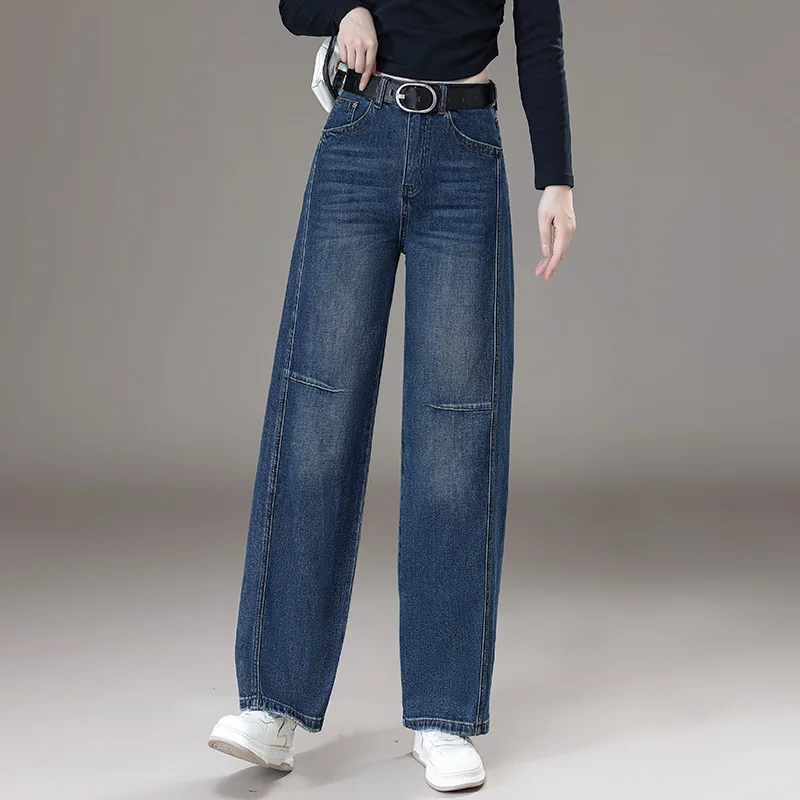 

Vintage Genuine Scimitar Pants Wide-Leg Jeans for Women Spring and Autumn New High-Waisted Loose Banana Sickle Jeans