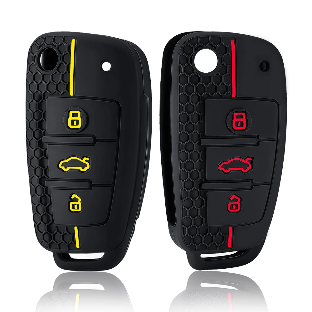 

Новый популярный силиконовый чехол-накладка на 3 кнопки для ключей Audi A4 B7, A6 C6 4F 8V, A3 8P, A1, A3. Аксессуары для автоключей, держатель-футляр для пульта ДУ.