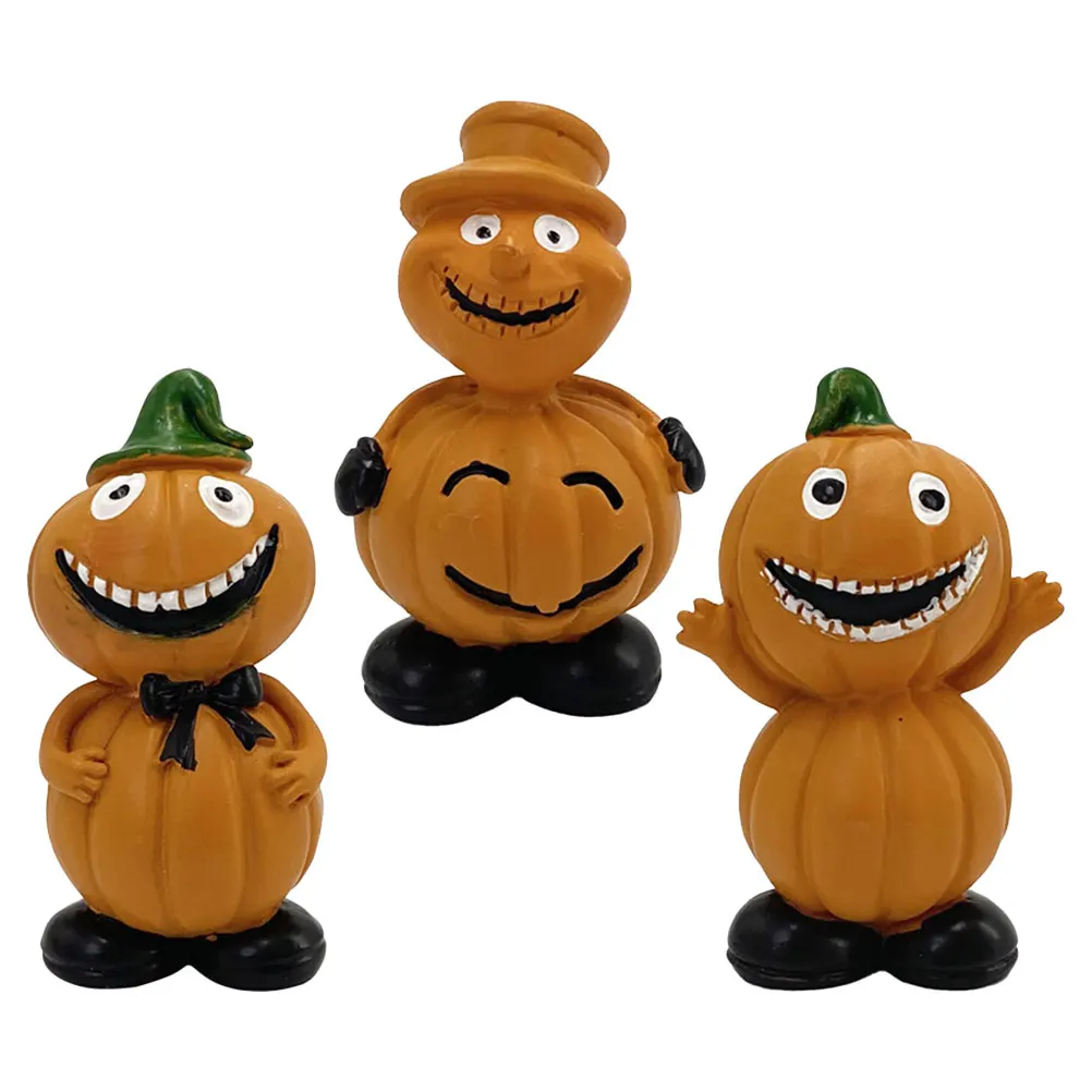 

3 Pcs Pumpkin Figurine Decoration Halloween Centerpieces for Tables Statuette Home Decorations Resin