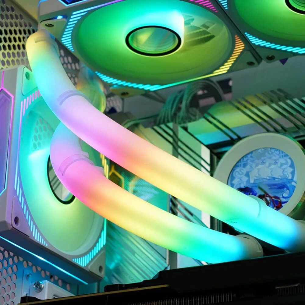 2 STUKS Siliconen Buis Mouw 5 V 3PIN ARGB Lichtgevende Mouw Waterkoeling Raditor Buis Zachte Buis ARGB Vest Computer case Decor