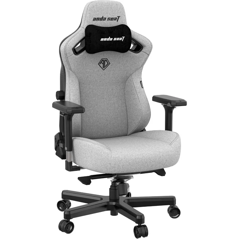 Gaming-Stuhl für Erwachsene-ergonomischer Gaming-Stuhl aus grauem Stoff mit Lordos stütze, bequemer Bürostuhl