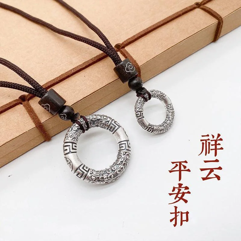 Making old auspicious clouds hoop incantation round safe clasp necklace retro making old national tide pendant jewelry