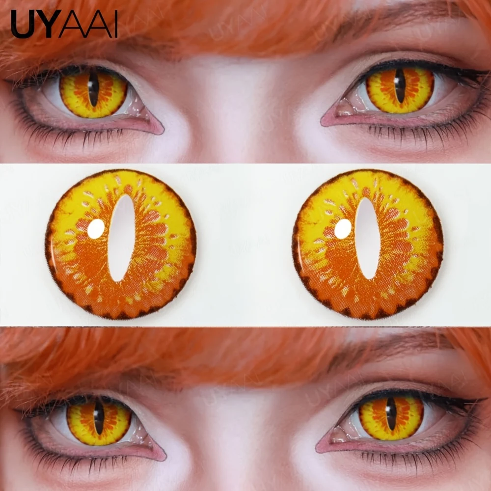 Lenti a Contatto Colorate UYAAI per Cosplay, 1 Anno, 2 Pezzi, Lenti a Contatto Rosse Pazzesche, Lenti Nere per Anime, Lenti per Trucco di Halloween