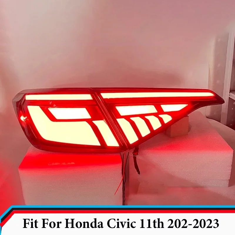 Fit for Honda 11th Generation Civic 2022-2023 Taillight Assembly Retrofitting LED Rear Taillight Flow Turn Signal Running Light