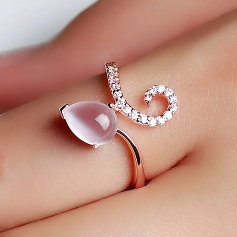 CAOSHI Delicate Lady Graceful Ring for Engagement Ceremony Rose Gold Color Jewelry with Bright Zirconia Elegant Accessories Gift