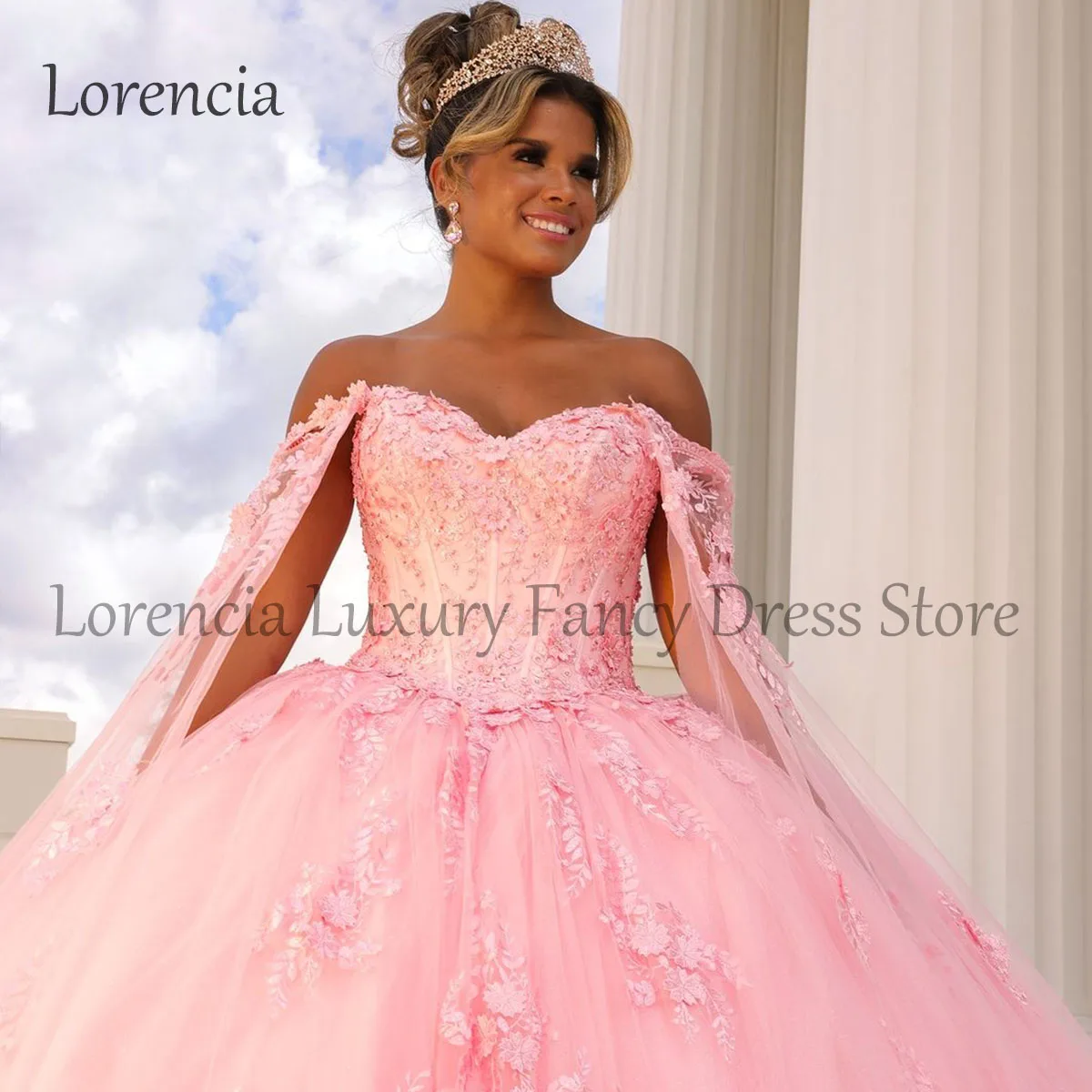 Roze Luxe Mexicaanse 2024 Quinceanera Jurk Sweet 15 16 Baljurk Formele 3d Bloemen Strapless Applique Vestidos De Xv Anos