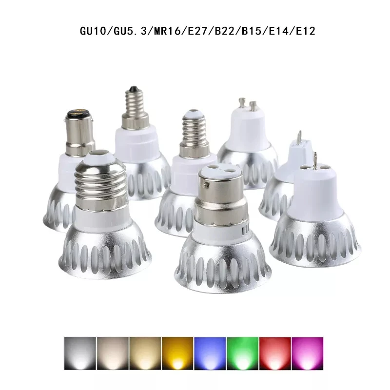 

5​W LED Spotlight Lamp MR16 E27 E12 E14 GU10 GU5.3 B22 B15 COB LED Light Bulb AC 85-265V 12V Multicolor Light for Home Decor