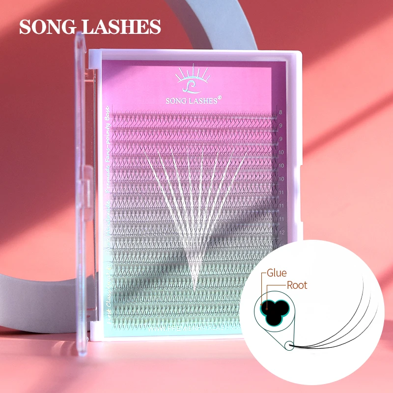 Song Lashes 3D 640 Fans Pointy Base Promade Fans Eyelash Extension Sharp Thin Pointy Base Promade Volume Fans Eyelashes3D