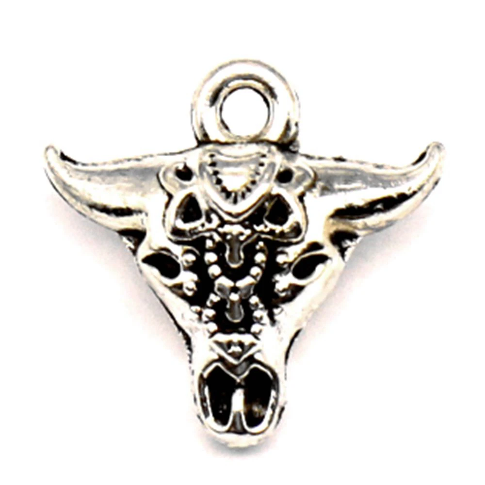 5pcs 16x17mm Bull Head Charms Pendants Jewelry Making Accessori Vintage Jewelry Antique Silver Color