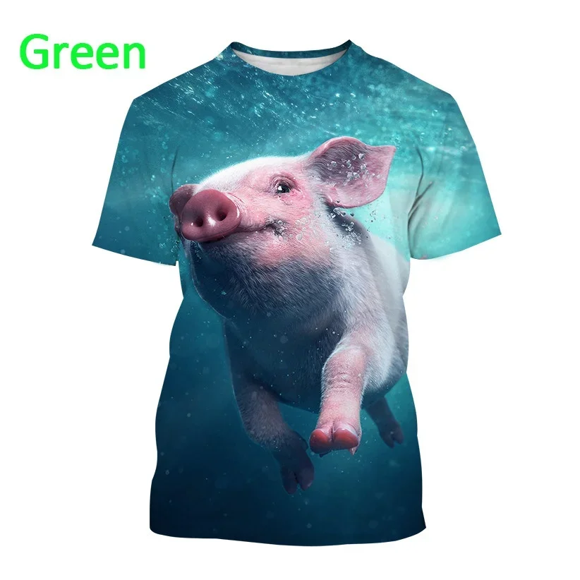 Camisetas Kawaii con estampado 3D de cerdo divertido para niños, Camiseta de cuello redondo de dibujos animados, ropa informal de moda para niños y niñas, Hip Hop