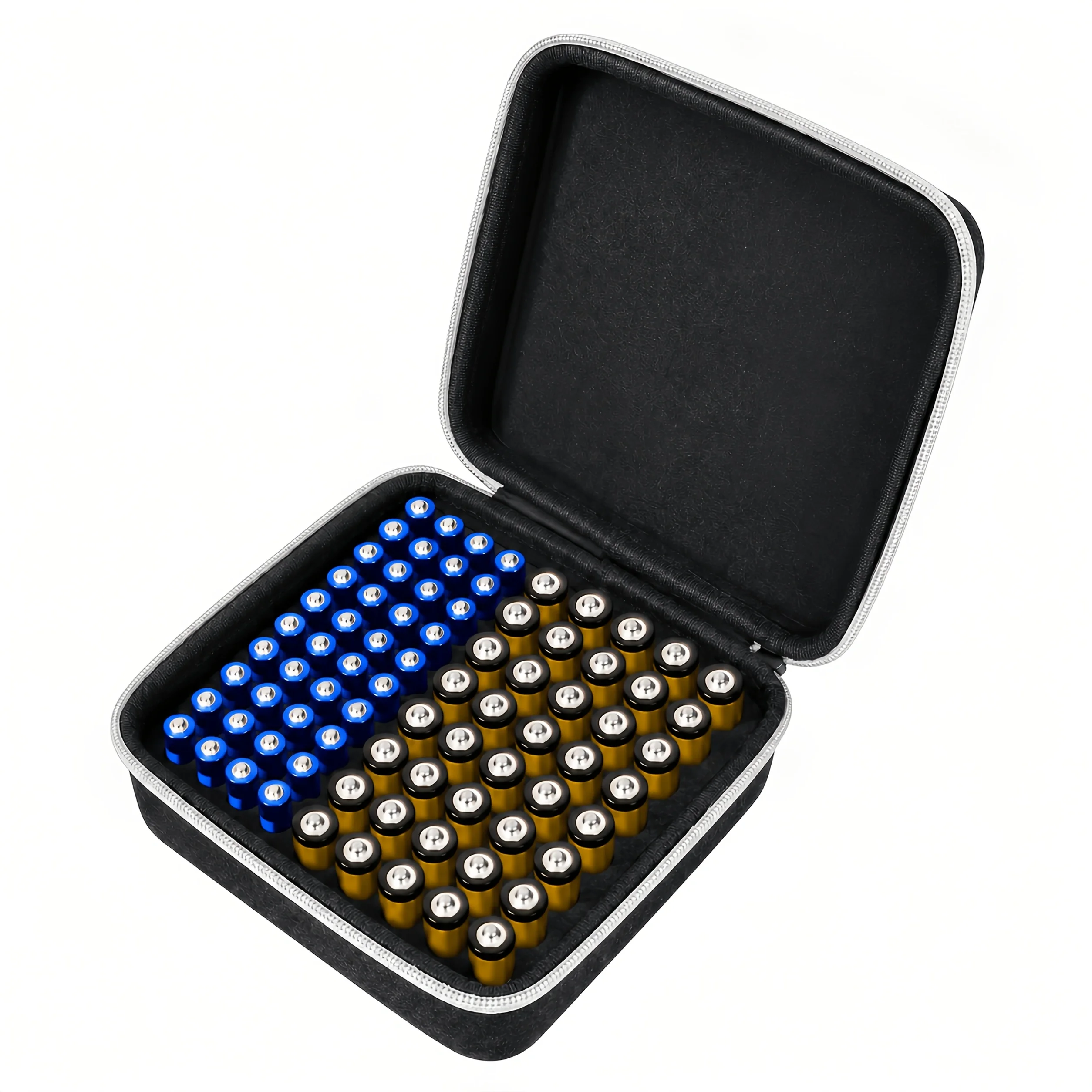 Battery Organizer Storage Case for 40 AA and 40 AAA Batteries, Portable Hard Shell Felt Battery Holder Bag with Carry Handle