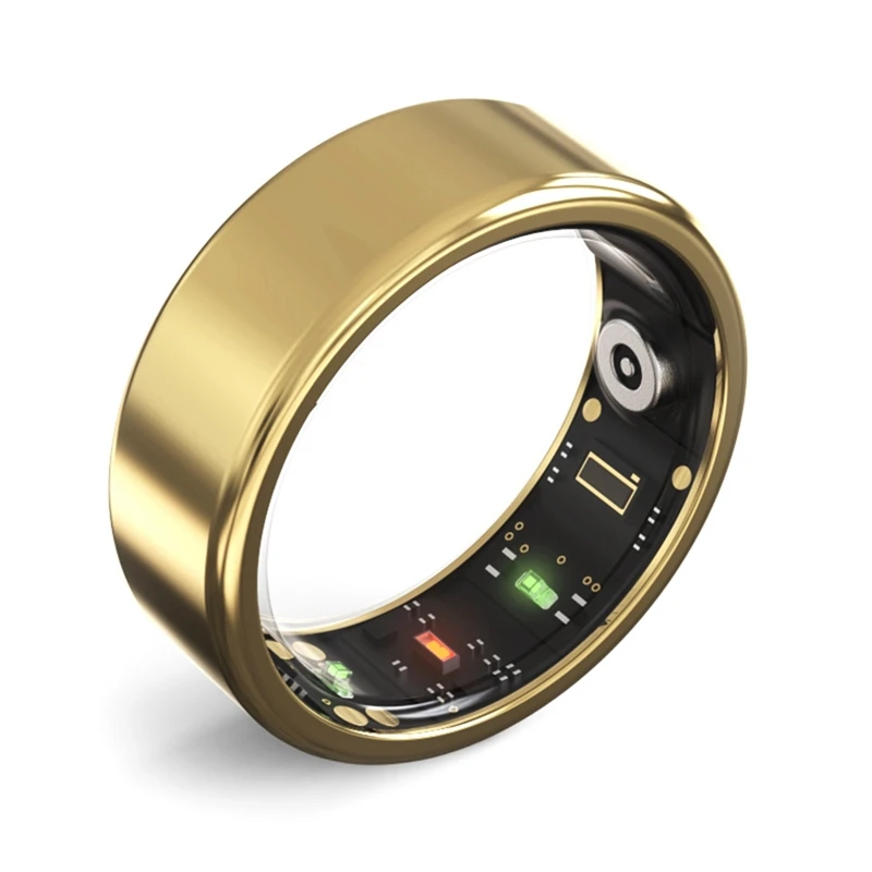 Health Smart Ring Sleep Heart Rate Pedometer Fashion Wireless Charging Ultra Low Power Oxygen Rings, Gold 8 Durable Easy Install