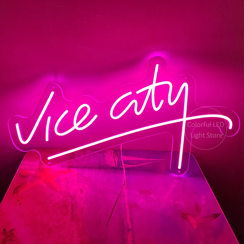 Insegna al Neon personalizzata Vice City Gamer regali Art Wall Decoration Bar Rave Party appartamento camera da letto Home Decor insegne luminose al