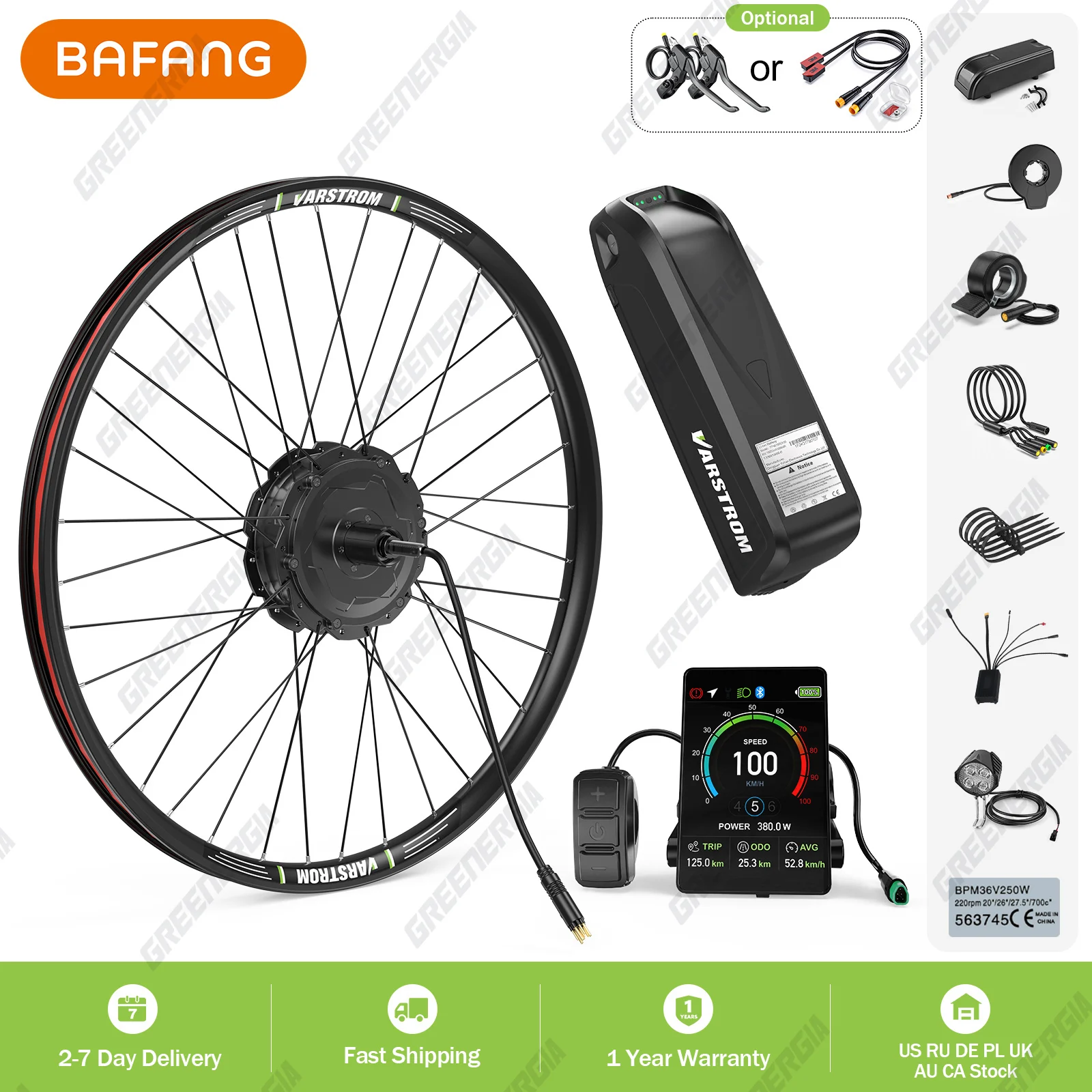 

Varstrom 750W Rear Hub Motor Conversion Kit 125XVH 26 27.5 28 29 700C Electric Bicycle Bike Engine Kit 13Ah 16Ah 20Ah Battery