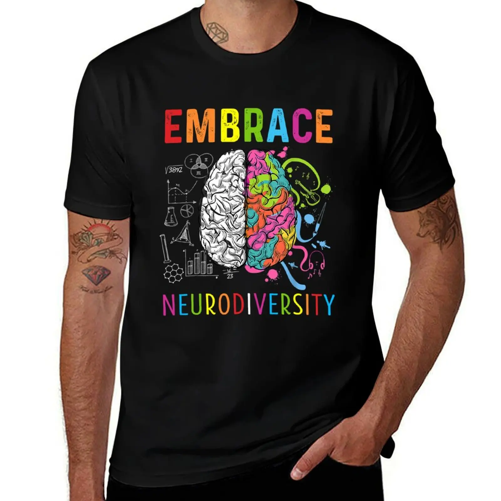 Embrace Neurodiversity Brain Embrace ADHD Autism ASD T-Shirt Worker Basic Short Sleeve Tee T-Shirt