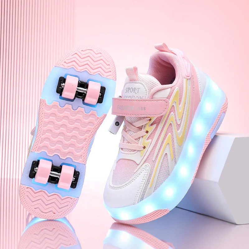 

Детские коньки Heelys 2025 года, осень и зима: невидимые 4-колесные выдвижные большие детские коньки для мальчиков и девочек